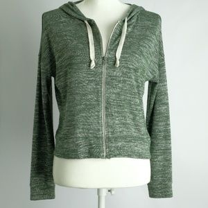 American Eagle Outfitters Green Crop Zip Hoodie, S